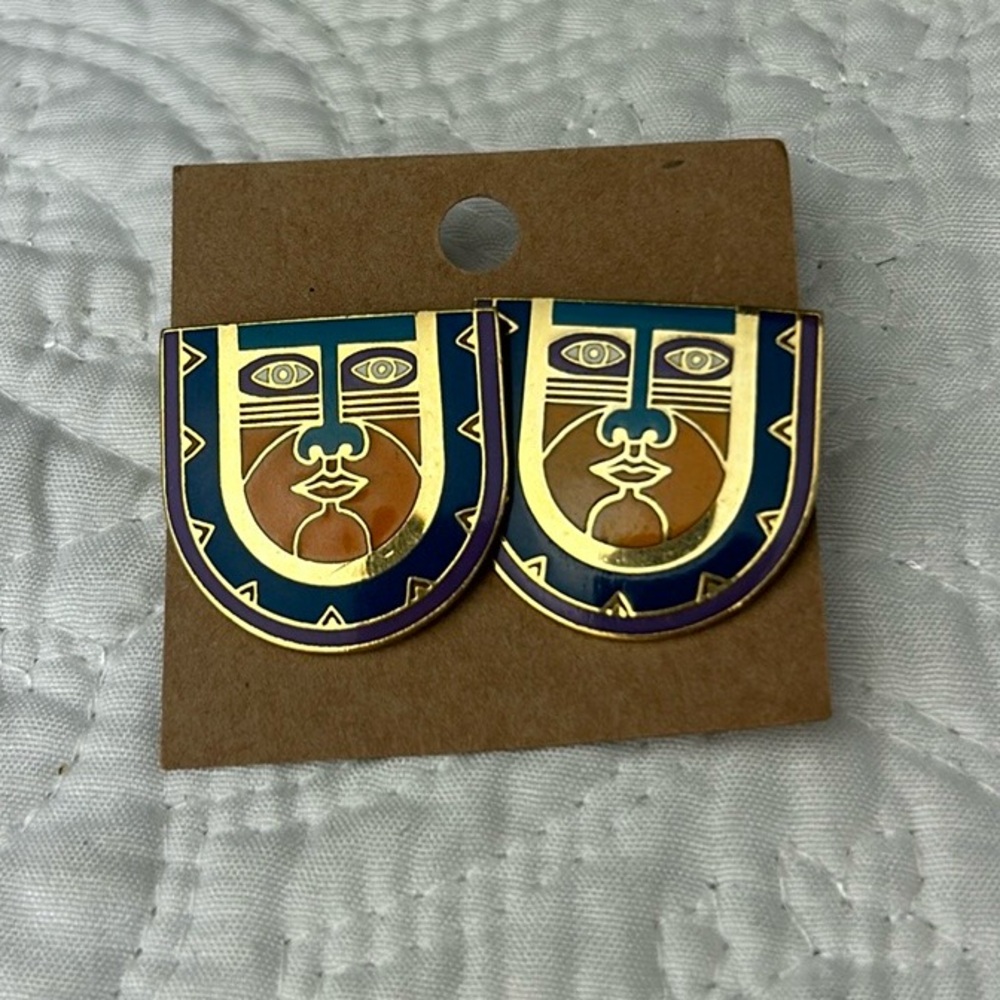 Vintage Laurel Burch “kubera” earrings